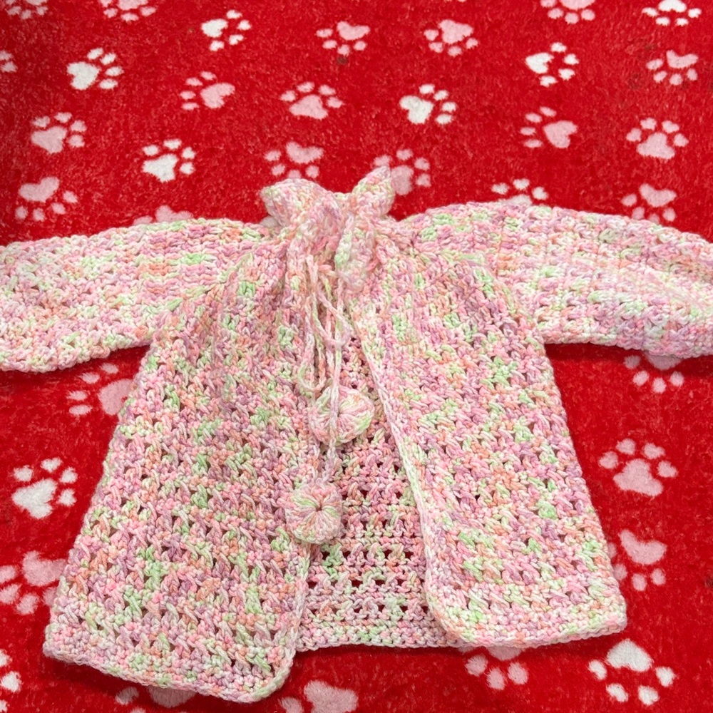 Handmade Pink Crochet Kids Sweater